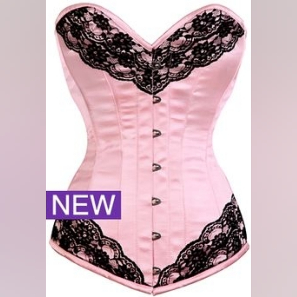 Violet Vixen Vintage Style Pink and Black Lace Corset New In Box